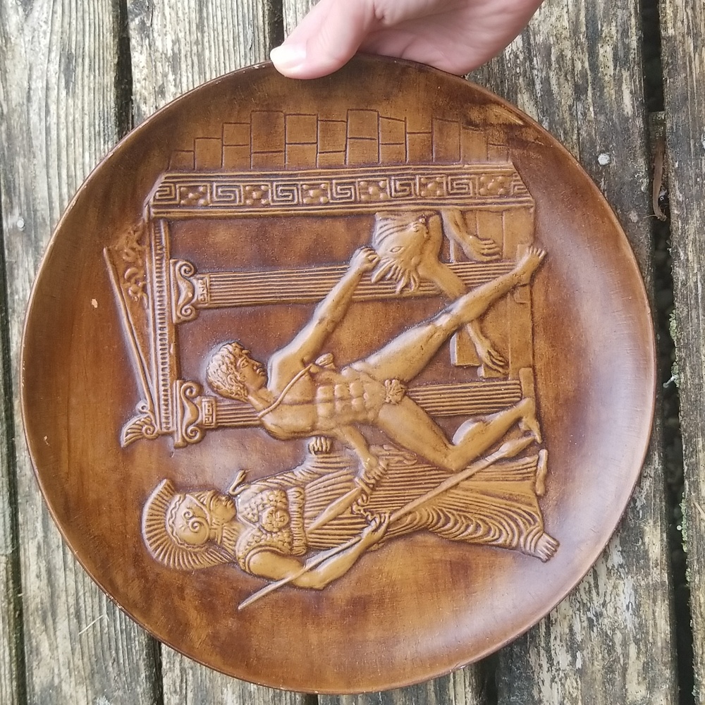 Copy Extremely Rare Greek Mythology Brown Wall Art Plate Easter Spring New
